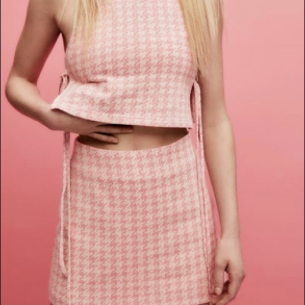 Zara Houndstooth Pink Set
